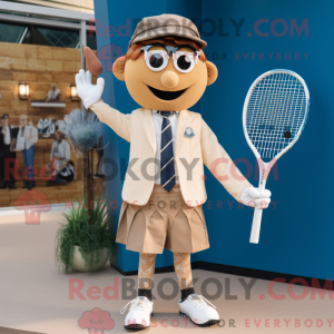 Tan Tennis Racket mascot...