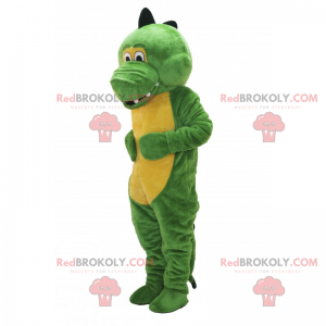 Mascot af en yndig grøn og gul dinosaur - Redbrokoly.com