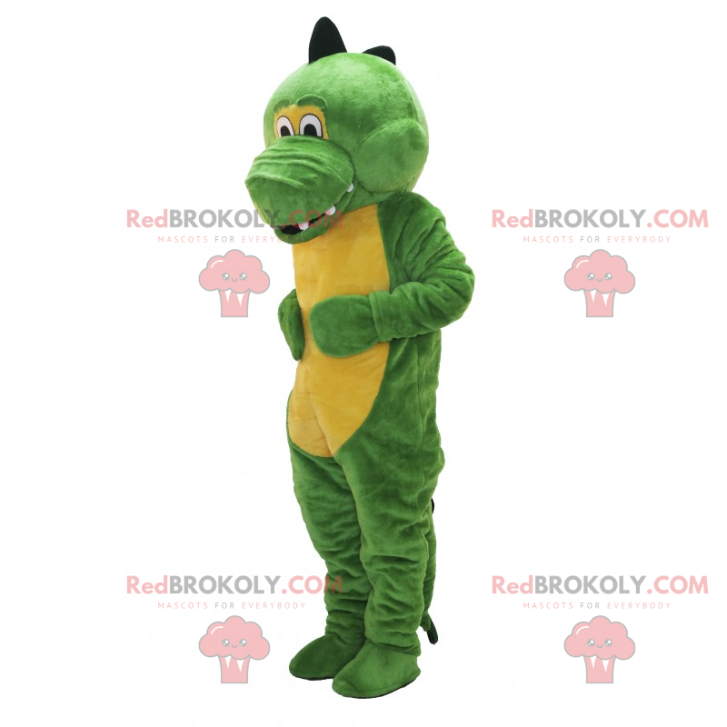 Mascot of an adorable green and yellow dinosaur - Redbrokoly.com