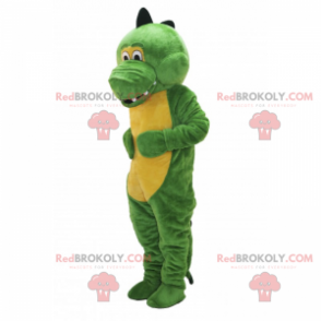 Mascot af en yndig grøn og gul dinosaur - Redbrokoly.com