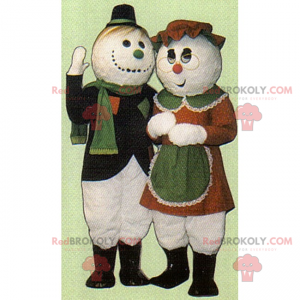 Maskottchen-Duo - Schneemann-Paar - Redbrokoly.com