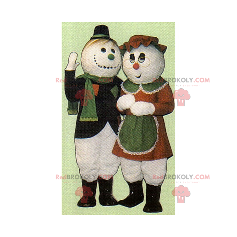 Mascotte duo - Couple de bonhomme de neige - Redbrokoly.com