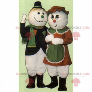 Mascotte duo - Couple de bonhomme de neige - Redbrokoly.com