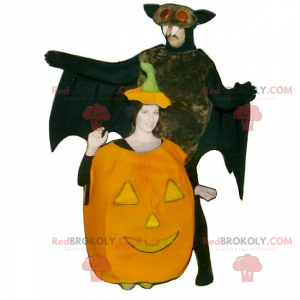 Mascota del dúo de Halloween - Calabaza y murciélagos -