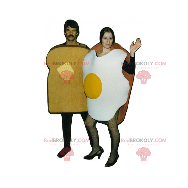 Mascot duo sandwich and egg - Redbrokoly.com