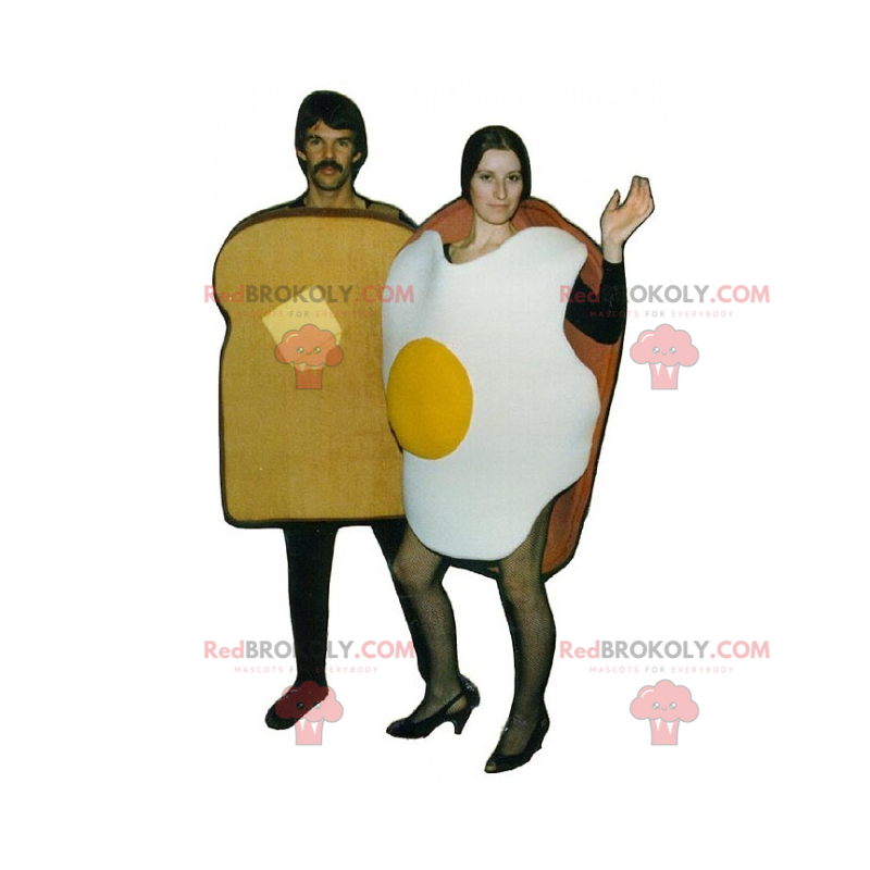 Maskottchen-Duo-Sandwich und Ei - Redbrokoly.com