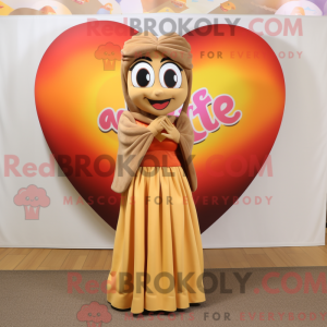 Tan Heart maskotdraktfigur...