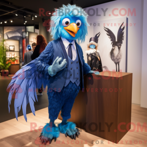 Blå Harpy maskot kostume...