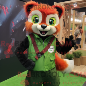 Limegrøn rød panda maskot...