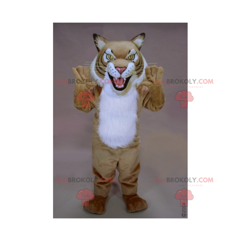 Beige und weißes Katzenmaskottchen - Redbrokoly.com