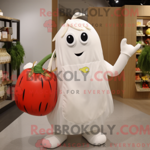 Hvid tomat maskot kostume...