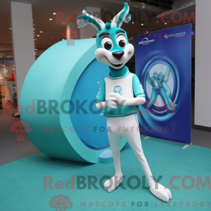 Cyan Gazelle mascot costume...