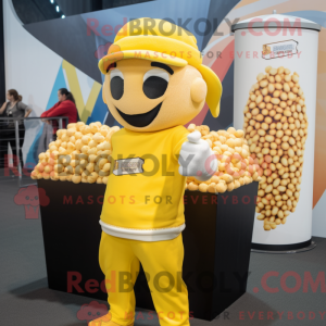 Gul Pop Corn maskot kostume...