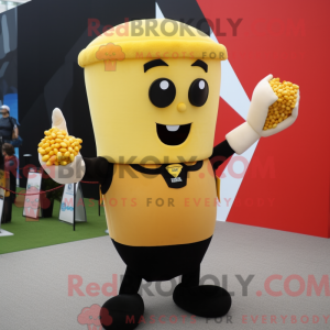 Gul Pop Corn maskot kostume...