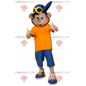 Mascotte garçon avec casquette bleu - Redbrokoly.com