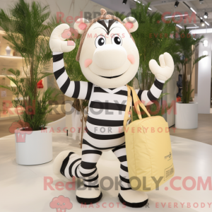 Cream Zebra maskot drakt...