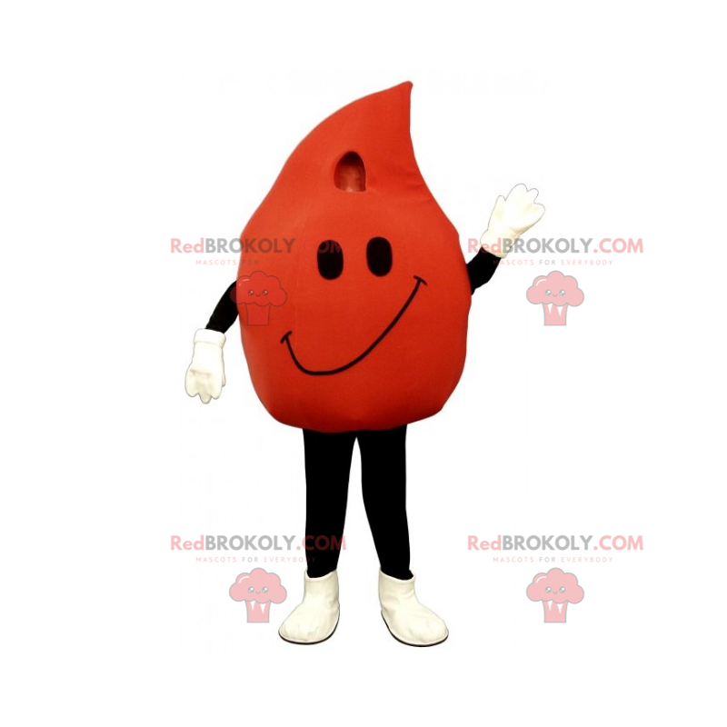 Mascotte di goccia di sangue con sorriso - Redbrokoly.com