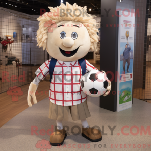 Beige fodbold maskot...