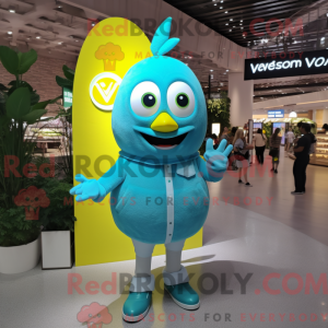 Cyan sitron maskot kostyme...