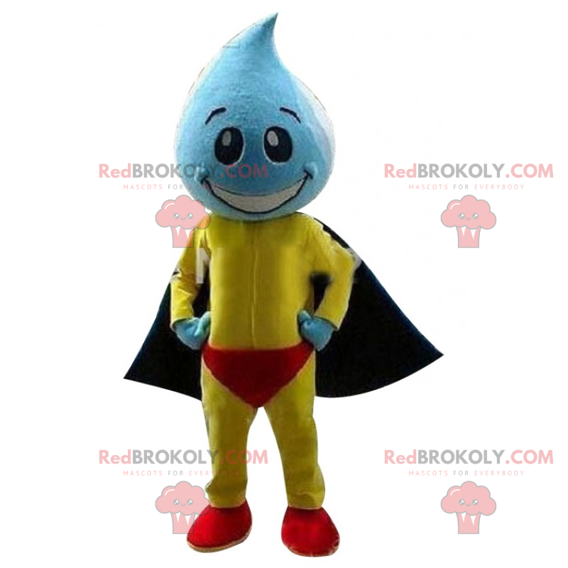 Mascotte goccia d'acqua con mantello - Redbrokoly.com