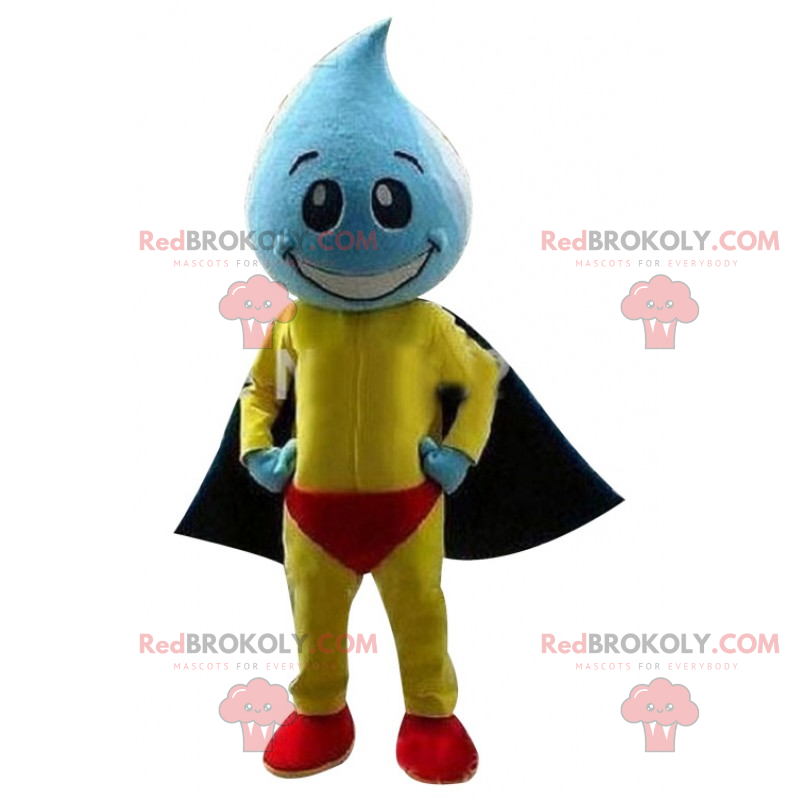 Vanddråbe maskot med kappe - Redbrokoly.com