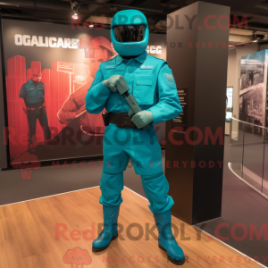 Teal Gi Joe mascot costume...