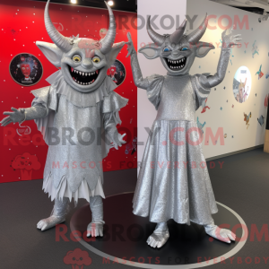 Silver Devil mascot costume...