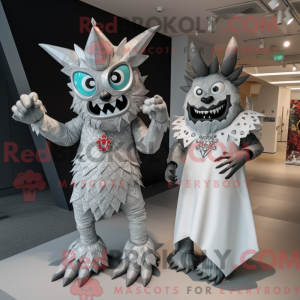 Sølv djævel maskot kostume...