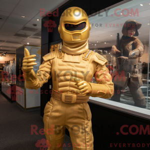 Guld Gi Joe maskot kostume...