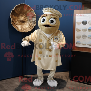 Gold Oyster maskot kostume...