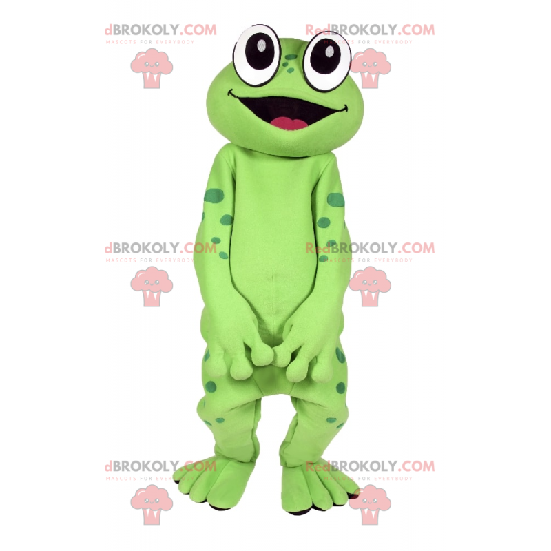 Frog mascot with big eyes and smiling - Redbrokoly.com