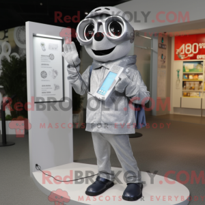 Sølv telefon maskot kostume...
