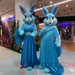 Sky Blue Wild Rabbit maskot...