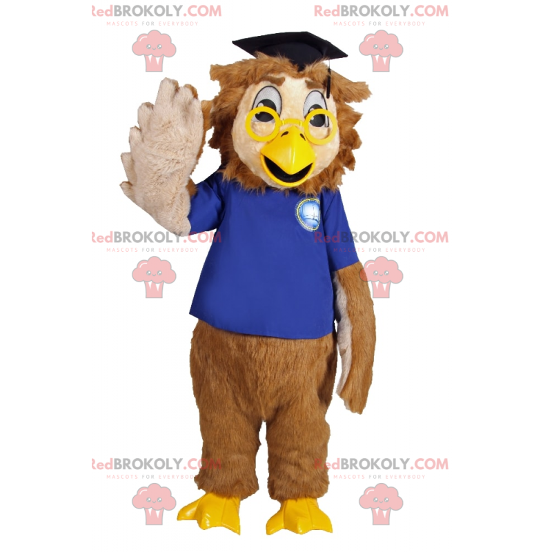 Diploma de mascote de corujas com óculos amarelos -