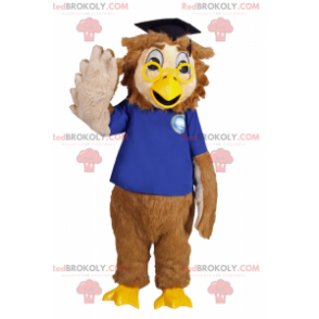 Diploma de mascote de corujas com óculos amarelos -