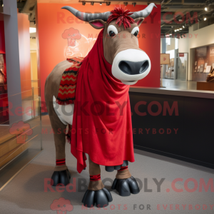 Rode Zebu-mascottekostuum...
