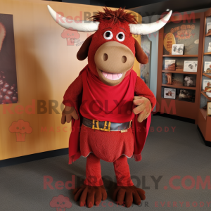 Rød Zebu maskot kostume...