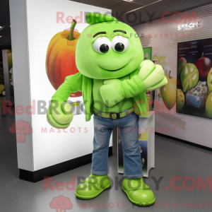 Lime Green Apple mascot...