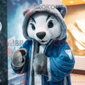 Fantasia de mascote de texugo azul com parca e xales - Mascotes Texugo - REBROKO_269293 - RedBrokoly.com