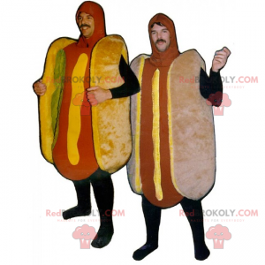 Hot dog maskotka z musztardą - Redbrokoly.com