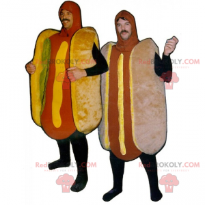 Hot Dog Maskottchen mit Senf - Redbrokoly.com