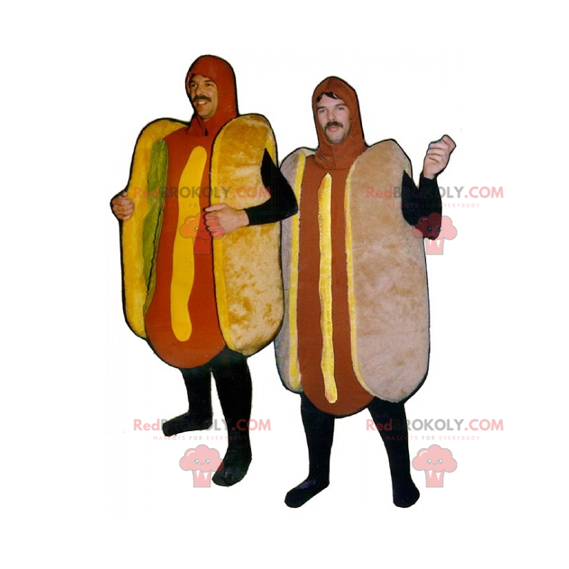 Hot dog mascot with mustard