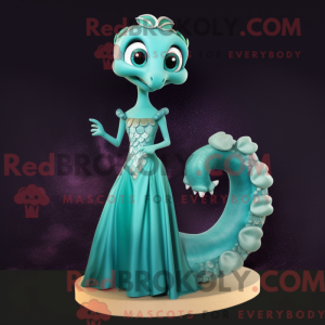 Teal Hydra mascot costume...