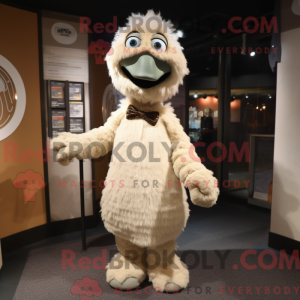 Crème Emu-mascottekostuum...
