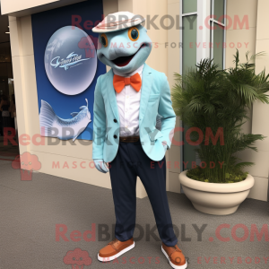 Himmelblå laks maskot...