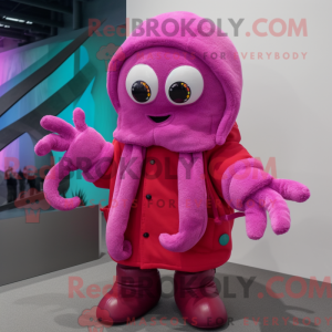 Magenta Octopus maskot...