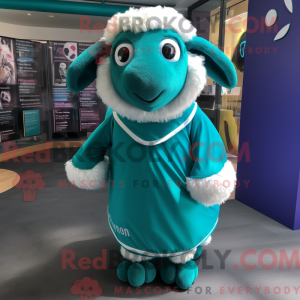 Teal Sheep-mascottekostuum...