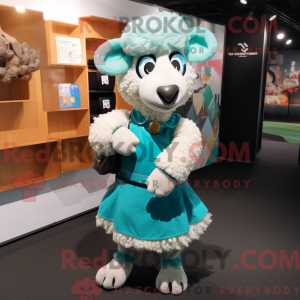 Teal Sheep mascot costume...