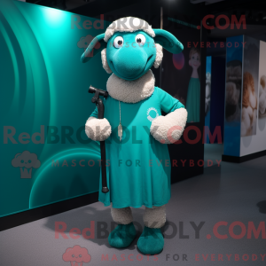 Teal Sheep-mascottekostuum...
