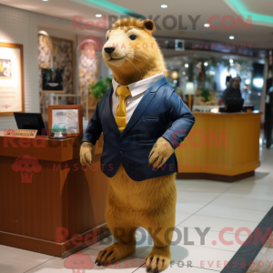 Guld Capybara maskot...